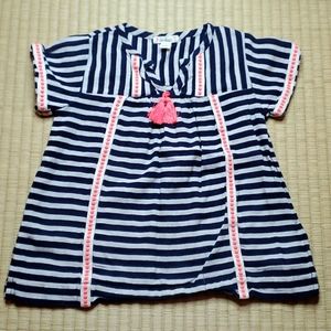 J.Crew Crewcuts Striped Gauze Tassle-Detail Blouse, 3T